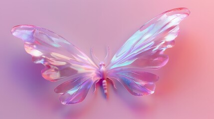 A pair of Fantasy glowing fairy wings isolated on pink background