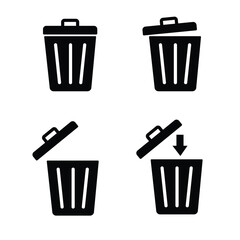 Bin icon set. Trash, garbage, waste icons collection. Bin, bucket symbols vector outline icons.