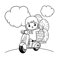 Easter Girl Coloring Page For Kids