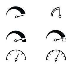 Speedometer, tachometer icon. Speedometer indicator icon collection. Speed indicator vector icons - obrazy, fototapety, plakaty
