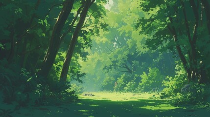 Anime Style Landscape Background - obrazy, fototapety, plakaty