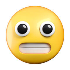 Grimacing Face emoji, a face with simple open eyes showing clenched teeth, emoticon 3d rendering
