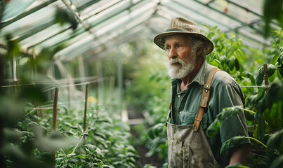 man gardner in a greenhouse