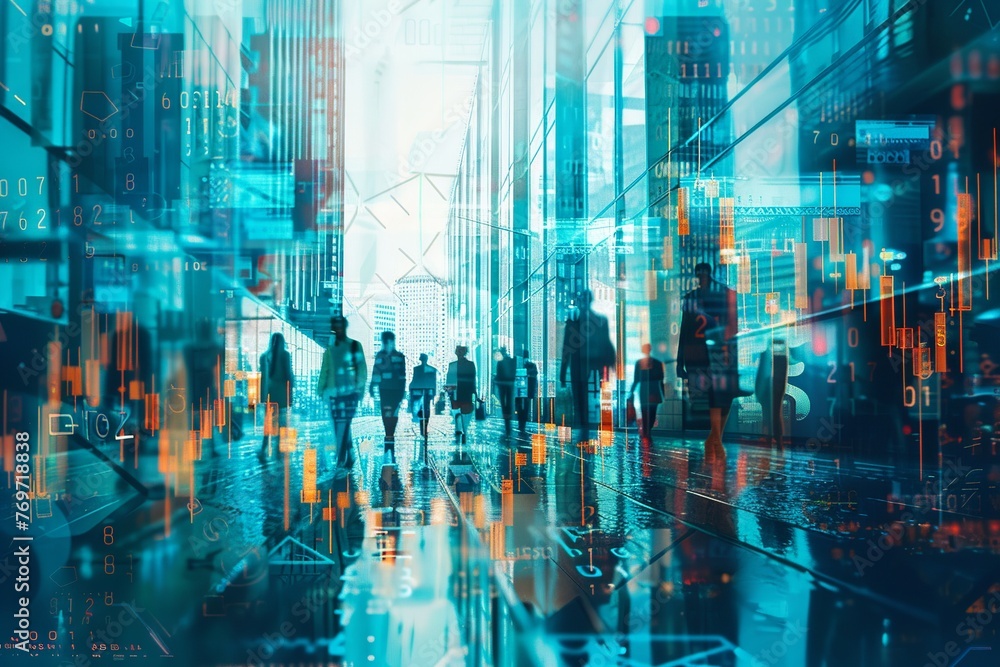 Poster embark on a visual journey depicting the evolution of financial development in business through incr