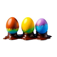 Chocolate Easter eggs on white background 