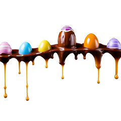 Chocolate Easter eggs on white background 