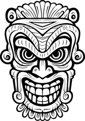 Handdrawn tiki mask drawing
