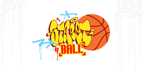 Abstract Hip Hop Urban Street Art Graffiti Style Word Streetball Vector Illustration