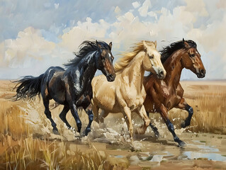 Obraz na płótnie Canvas Painting horse wall art, a symbol of progress and strength