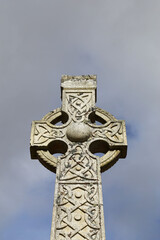 An old Celtic Cross in memory of James Small in Kirkmichael, Perth and Kinross, Scotland, UK. - obrazy, fototapety, plakaty