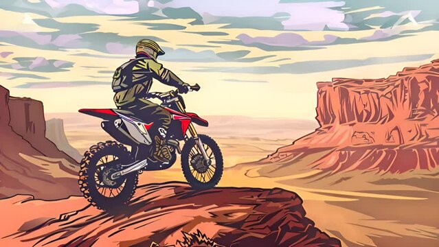 Dynamic Trails: Expressive Oil Painted Motocross Artistry