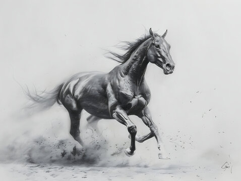 Painting horse wall art, a symbol of progress and strength