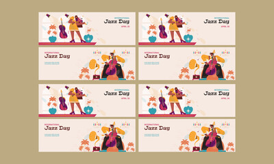 happy jazz live music template vector flat design