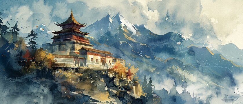 A serene mountaintop monastery where players train in ancient martial arts