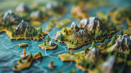 A map unfolding into a 3D landscape