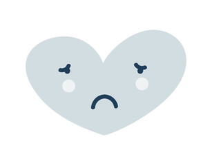 Blue sad heart Emoji Icon. Object Symbol flat Vector Art. Cartoon element for web design, poster, greeting card