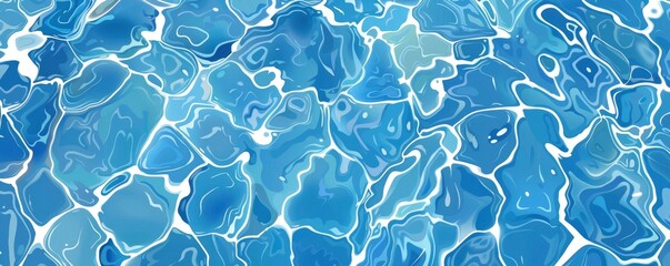 blue water background, top view, sunlight reflections, swimming pool water texture, seamless pattern