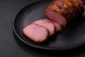 Delicious smoked meat pork or chicken with salt, spices and herbs