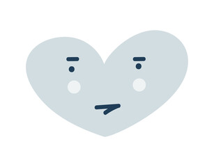 Blue bored heart Emoji Icon. Object Symbol flat Vector Art. Cartoon element for web design, poster, greeting card