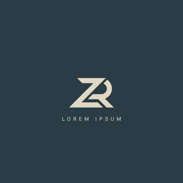 Minimal creative initial based ZR logo and RZ logo. Letter ZR RZ creative elegant monogram white color on black background