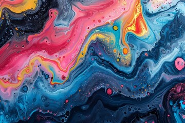 Colorful abstract liquid painting with flow patterns