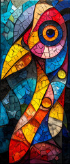 Colorful stained-glass window in a church. Stained glass window.