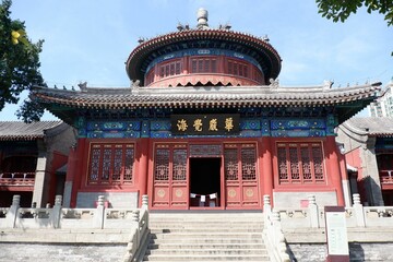 Stunning oriental architecture with vivid colors of red, blue and green adorning the walls
