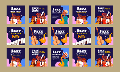 happy jazz live music template vector flat design