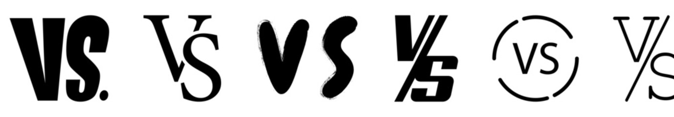 Set of versus logo letters. Design can use for sports, fight, competition, battle, match, game