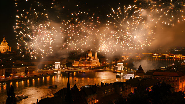 Fireworks in Budapest, generative Ai