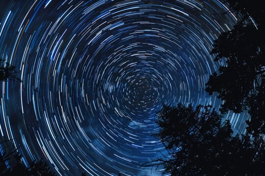 Timelapse of stars and constellations moving across the night sky