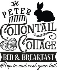 Easter Sign Vector Illustration, Spring Quote, Easter Bunny Vector