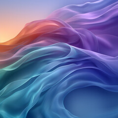 Obraz premium digital art in the style of octane render, abstract background, waves, flowing fabrics, wavy shapes, soft edges, delicate texture, ethereal atmosphere, soft light,
