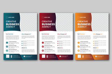 Corporate business flyer template design set with multiple color. Abstract geometric background, modern publication poster magazine, layout in A4 size with 0.125 bleed area.