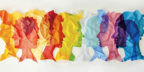 profiles of people made of papers group image 

