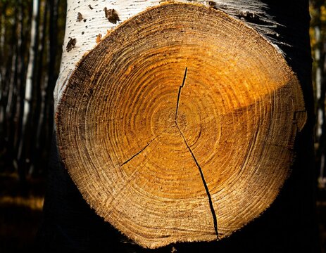 The cross-section of an aspen tree, where the closely spaced rings seem to whisper tales of rapid growth in the cool climates, with a smooth texture that invites a touch.