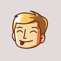 illustration of a face sticking out its tongue. Sticking tongue face cartoon illustration.