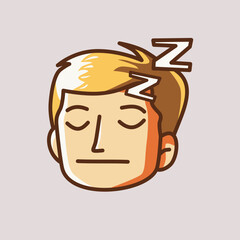 illustration of a sleeping face isolated. A sleeping child face illustration. Sleeping face emoticons illustration.