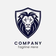 modern heraldic lion shield logo design icon template