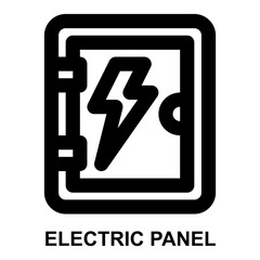 electrical panel, electric panel, electricity, electric box, electric, fuse box expanded outline style icon for web mobile app presentation printing