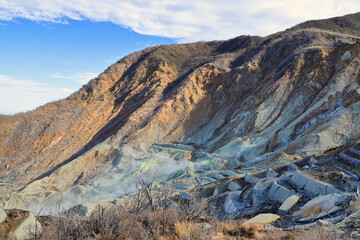 秋の箱根 大涌谷の風景 ( Owakudani scenery at Hakone in autumn season. )