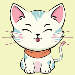 anime cartoon characters cute cats in spring pictures, happy cute, art, animals, kittens, pets, graphics, cats