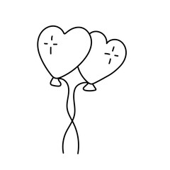 Balloon heart. Vector illustration in doodle style.