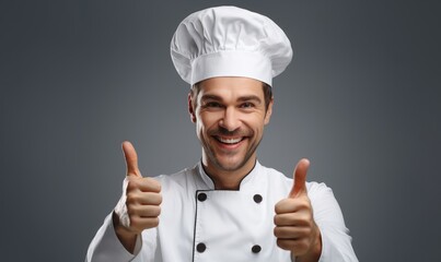 A smiling cook with thumbs up