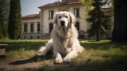 Hungarian Guardian, A Kuvasz Dog in Hungarian Estates. generative ai
