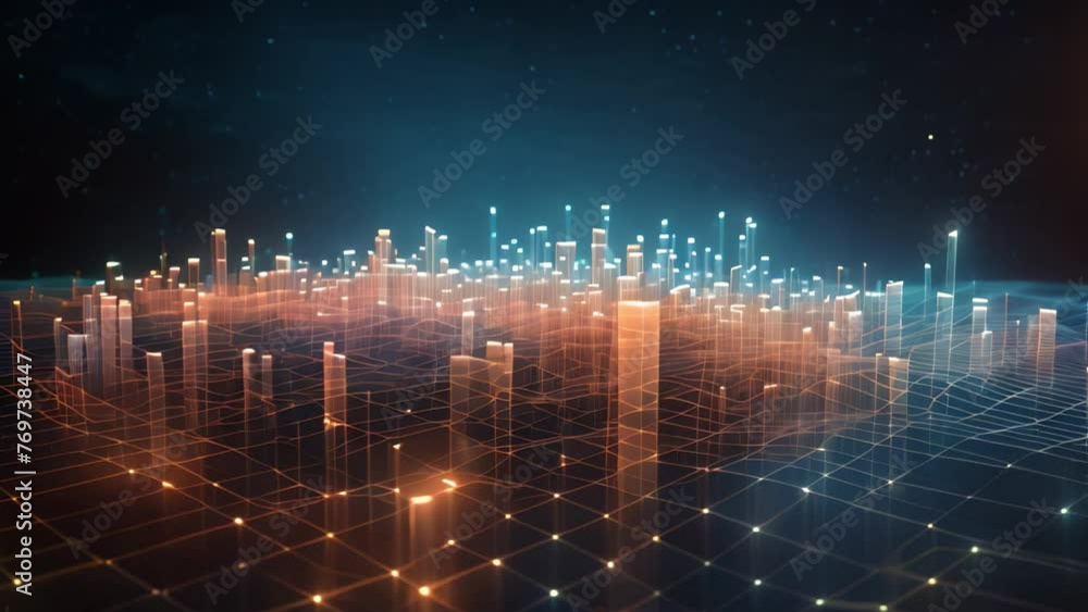 Poster 3d rendering of abstract technology background. futuristic shape with lines and dots, an abstract te