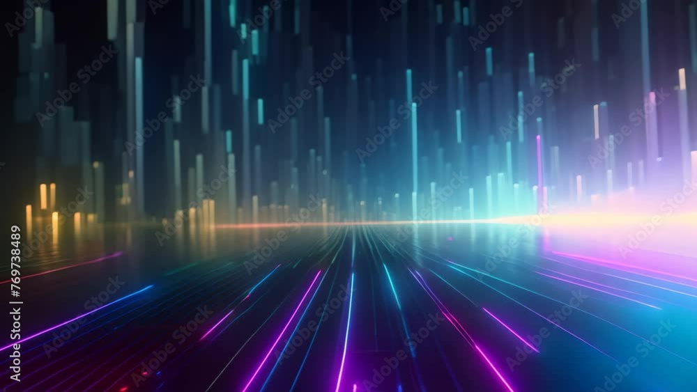 Poster abstract technology background with blue glowing lines. 3d rendering, an abstract technology backgro