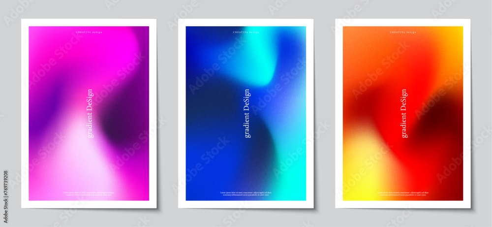 Poster gradient blurred backgrounds set with modern abstract colorful patterns graphic. design template col
