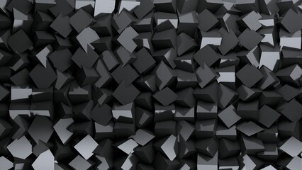 Abstract glossy Black 3D cubes background 3D Illustration