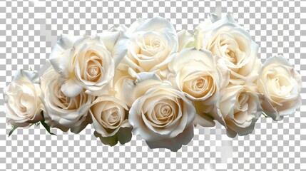 wedding rings and roses, bouquet of white roses, mockup, png file of isolated cut out object on transparent background - obrazy, fototapety, plakaty
